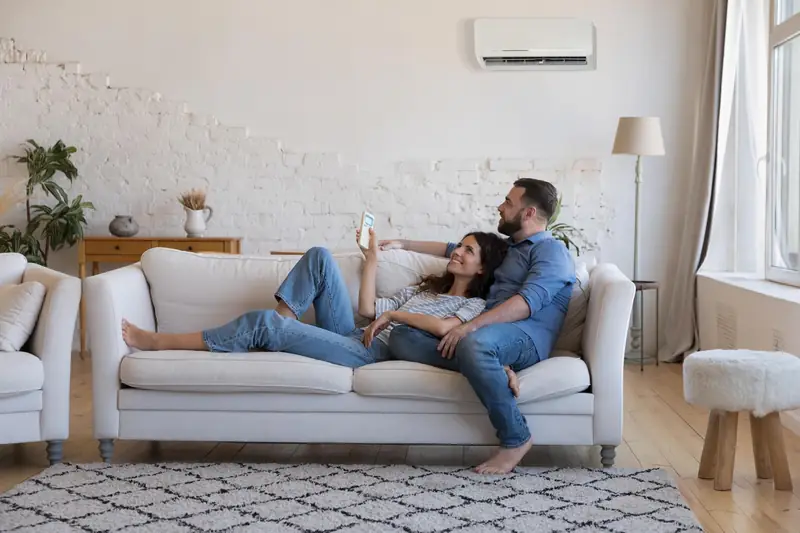 Ductless mini split in a living room
